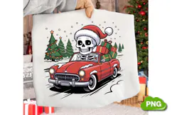 Christmas Skeleton Driving PNG, Christmas Clipart PNG Product Image 3