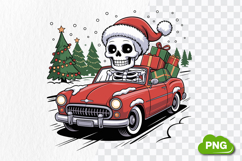 Christmas Skeleton Driving PNG, Christmas Clipart PNG Product Image 4