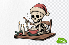 Christmas Skeleton Eating PNG, Christmas Skeleton Clipart Product Image 4