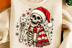 Funny Christmas Skeleton PNG | Santa Hat & Cozy Scarf Png Product Image 2