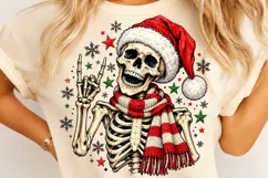 Funny Christmas Skeleton PNG | Santa Hat & Cozy Scarf Png Product Image 3