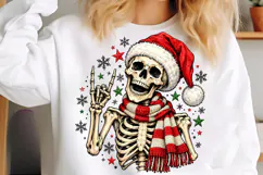 Funny Christmas Skeleton PNG | Santa Hat & Cozy Scarf Png Product Image 4