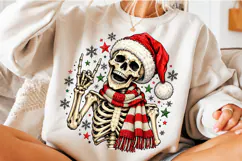 Funny Christmas Skeleton PNG | Santa Hat & Cozy Scarf Png Product Image 5