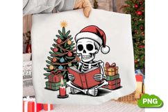 Christmas Skeleton Reading PNG, Christmas Skeleton Clipart Product Image 3