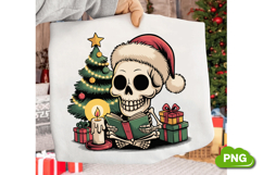 Christmas Skeleton Reading PNG, Christmas Skeleton PNG Product Image 3