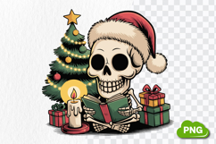 Christmas Skeleton Reading PNG, Christmas Skeleton PNG Product Image 4