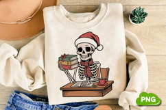 Christmas Skeleton Reading PNG, Christmas Skeleton Clipart Product Image 1