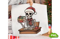 Christmas Skeleton Reading PNG, Christmas Skeleton Clipart Product Image 3