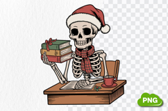 Christmas Skeleton Reading PNG, Christmas Skeleton Clipart Product Image 4