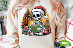 Christmas Skeleton Reading PNG, Skeleton Clipart PNG Product Image 2
