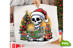 Christmas Skeleton Reading PNG, Skeleton Clipart PNG Product Image 3