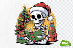 Christmas Skeleton Reading PNG, Skeleton Clipart PNG Product Image 4