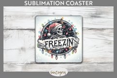 Christmas Freezin&#039; Skeleton Entangled Square Coaster Sublima Product Image 1