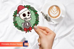 Christmas Skeleton Sticker, Unique Christmas Skeleton Product Image 1