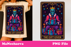 Christmas Skeleton Tarot Card Bundle Neon Iridescent Clipart Product Image 13