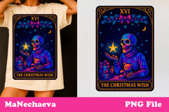 Christmas Skeleton Tarot Card | Neon Iridescent Sublimation Product Image 1