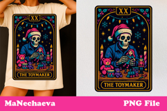 Christmas Skeleton Tarot Card | Neon Iridescent Sublimation Product Image 1