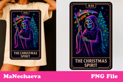 Christmas Skeleton Tarot Card Bundle Neon Iridescent Clipart Product Image 7