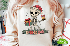 Christmas Skeleton With Gift PNG, Christmas Skeleton Clipart Product Image 2