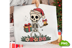 Christmas Skeleton With Gift PNG, Christmas Skeleton Clipart Product Image 3