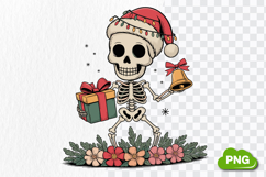 Christmas Skeleton With Gift PNG, Christmas Skeleton Clipart Product Image 4