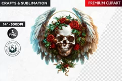 Angel Skull Clipart PNG, Christmas Skull, Christmas clipart Product Image 1