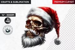 Santa Skull Clipart PNG, Christmas Skull, Christmas clipart Product Image 1