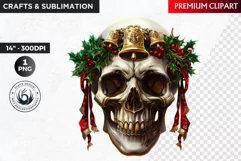 Jingle bell Skull Clipart PNG, Santa Skull, Christmas clipar Product Image 1