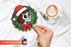 Christmas Skull Girl Sticker, Skull and Santa Hat Sticker Product Image 1