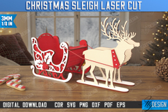 3D Christmas Sleigh Laser Cut Bundle, Xmas Santa Sleigh SVG Product Image 5