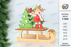 3D Christmas Sleigh Stands LaserCut bundle. Shelf sitter SVG Product Image 12