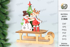 Christmas Sleigh Stand Laser Cut. Christmas Characters SVG Product Image 1