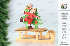 3D Christmas Sleigh Stands LaserCut bundle. Shelf sitter SVG Product Image 8