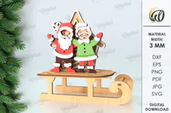 Christmas Sleigh Stand Laser Cut. Santa Sleigh SVG Product Image 1