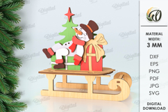 3D Christmas Sleigh Stands LaserCut bundle. Shelf sitter SVG Product Image 11