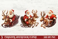 Christmas Sleigh Sublimation Clipart, Christmas PNG Product Image 1