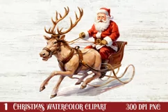 Christmas Sleigh Sublimation Clipart, Christmas PNG Product Image 1