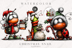 Christmas Snail Clipart | Cute Funny Holiday Snails Product Image 1