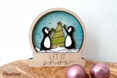 Christmas Snow Globe Laser Cut Design with Penguins Product Image 3