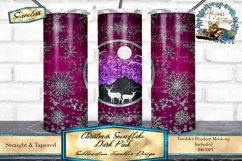 This is Christmas glitter snowflake tumbler wrap design. featuring a dark pink Ombre and soft glitter overlay Sized for 20oz skinny tumblers.