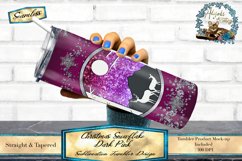 This is Christmas glitter snowflake tumbler wrap design. featuring a dark pink Ombre and soft glitter overlay Sized for 20oz skinny tumblers.