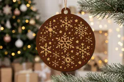 Christmas Snowflake Ornament SVG File, Laser Cut Glowforge Product Image 1