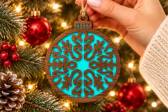 Christmas Snowflake Ornament SVG, Laser Cut Bauble Tree Product Image 1