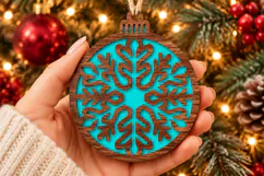 Christmas Snowflake Ornament SVG, Laser Cut Bauble Tree Product Image 2