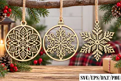 Christmas Snowflake Ornaments Laser Cut Product Image 1