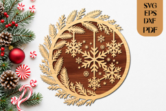 Christmas Snowflake Wreath SVG Laser Cut Product Image 1