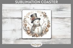 Christmas Snowman v1 Square Coaster Sublimation Product Image 1