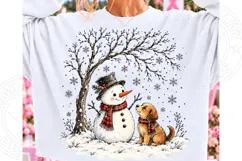 Christmas Snowman and Dog PNG Product Image 1