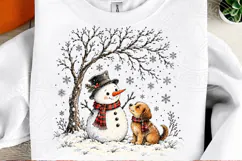 Christmas Snowman and Dog PNG Product Image 2