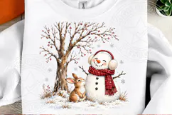 Christmas Snowman & Bunny PNG | Cute Winter Woodland Sublima Product Image 2